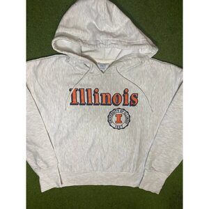 90s Illinois Fighting Illini - Reverse Weave - Vintage College Hoodie (Medium)